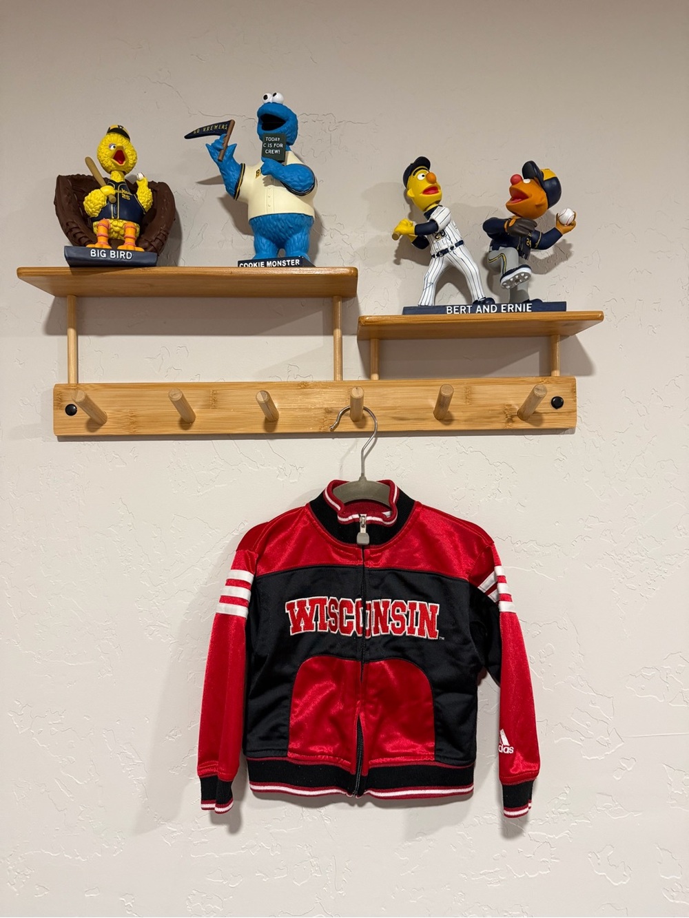 adidas Red and Black Kids Wisconsin Jacket